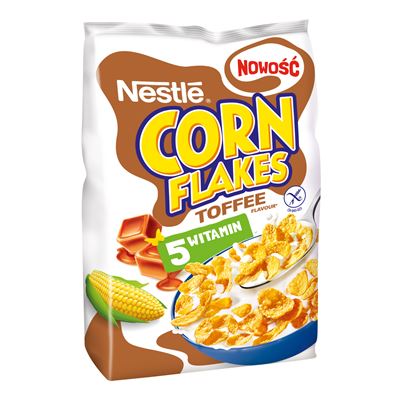 Nestle Corn Flakes Chrupiące płatki kukurydziane smak toffi 450 g