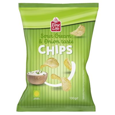 FineLife Chipsy o smaku �mietanowo-cebulowym 100g