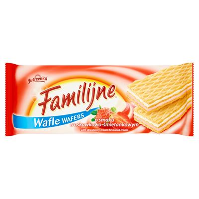 FAMILIJNE Wafle o smaku truskawkowo-śmietankowym 180g
