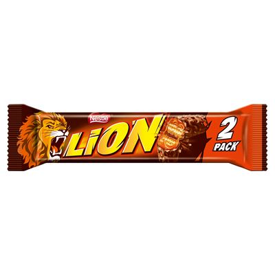LION 2 Nadziewany wafel z karmelem i płatkami pszennymi oblany czekoladą mleczną 60g
