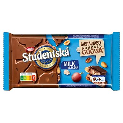 STUDENTSKA Czekolada mleczna z orzechami żelkami i rodzynkami 170g