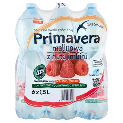 PRIMAVERA Napój gazowany malina-imbir 6 x 1,5 l