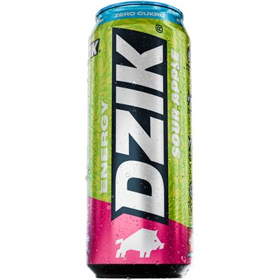 DZIK Gazowany napój energetyczny zero Sour apple 24 x 500ml