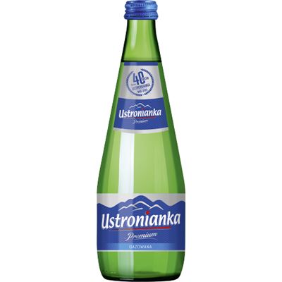 Ustronianka Premium Woda źródlana gazowana 6 x 700 ml butelka szklana