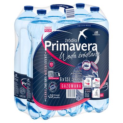 PRIMAVERA Woda źródlana gazowana 6 x 1,5 l
