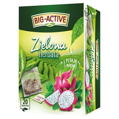 BIG-ACTIVE Herbata zielona z pitają i miętą 20 torebek 30 g
