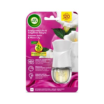 AIR WICK Essential Oils Elektryczny odświeżacz powietrza komplet Lilia & Zmysłowa Satyna 19 ml