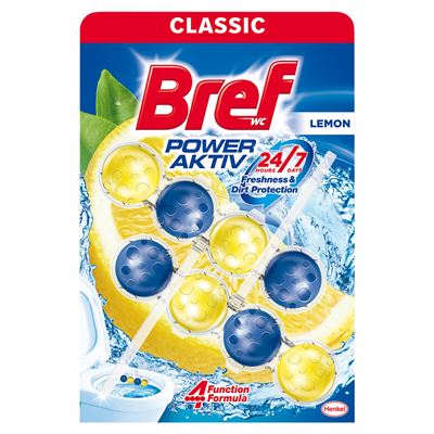 Bref WC Power Aktiv Zawieszka do muszli WC soczysta cytryna 50 g 2 sztuki