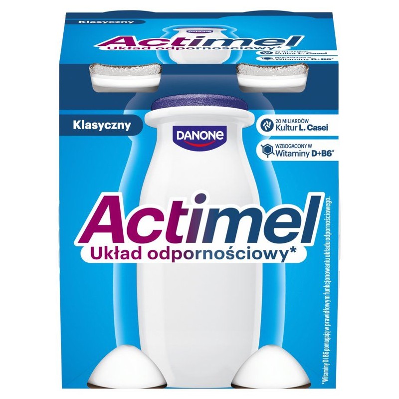 Actimel L.casei z witaminami B6 i D naturalny Danone 4 x 100 g