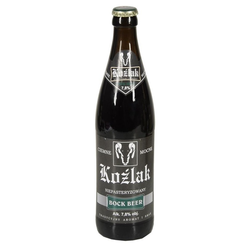 Piwo ciemne mocne niepasteryzowane Bock Beer alk. 7,8% obj. Kożlak 500 ml