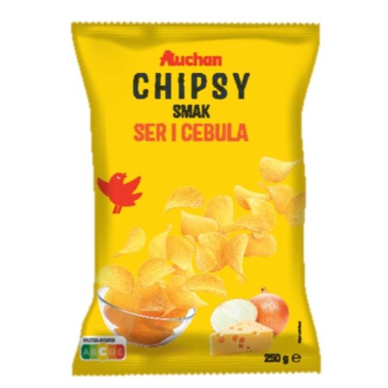 Chipsy o smaku sera z cebulką Auchan 250 g
