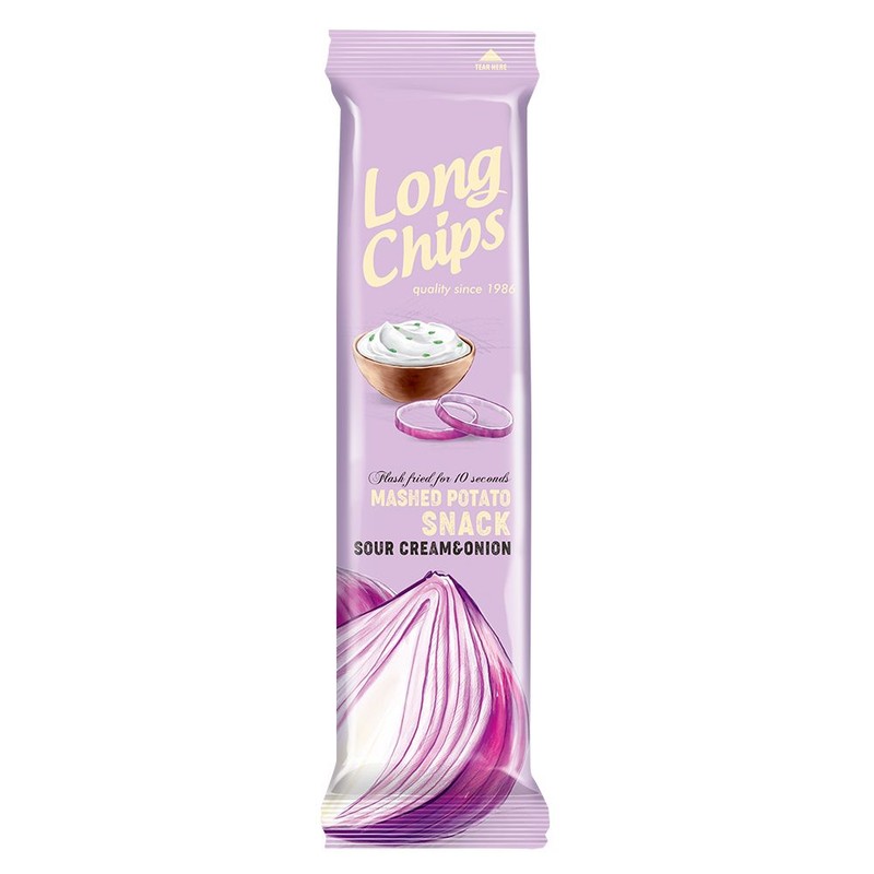 Chipsy ziemniaczane o smaku śmietany z cebulką  Long Chips 75 g