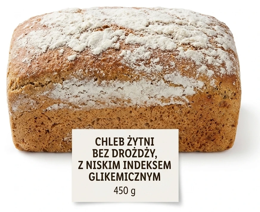 Chleb żytni bez drożdży, z niskim indeksem glikemicznym