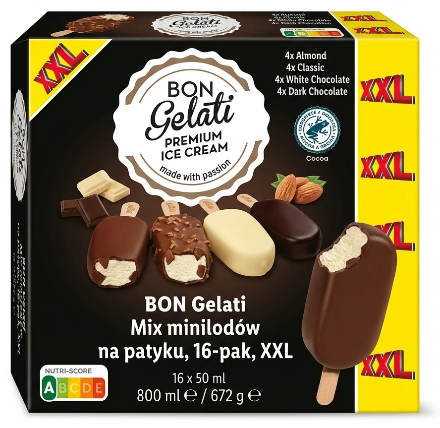 Bon Gelati Mix minilodów na patyku, 16-pak, XXL