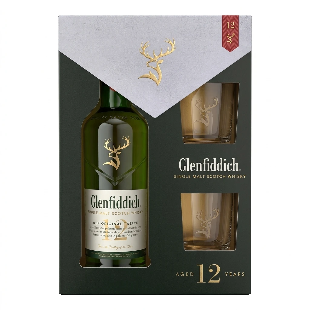 Whisky Glenfiddich 12yo 0,7l 40%+ 2 szklanki