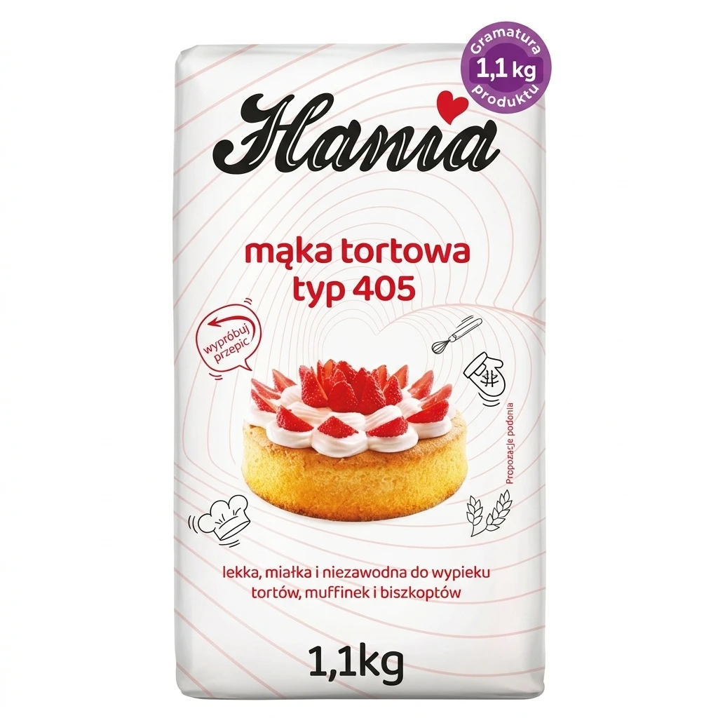 Mąka tortowa typ 405 Hania 1,1kg