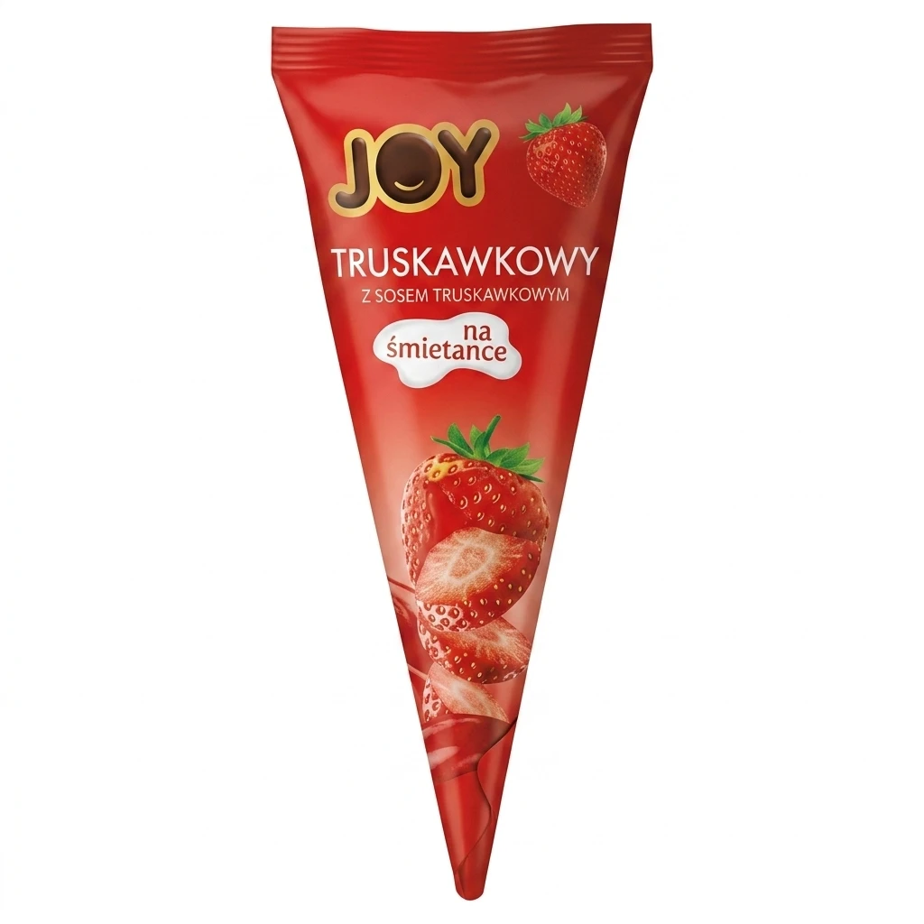 Lody rożek wan./czek./trus. z polewą Joy 120ml mix