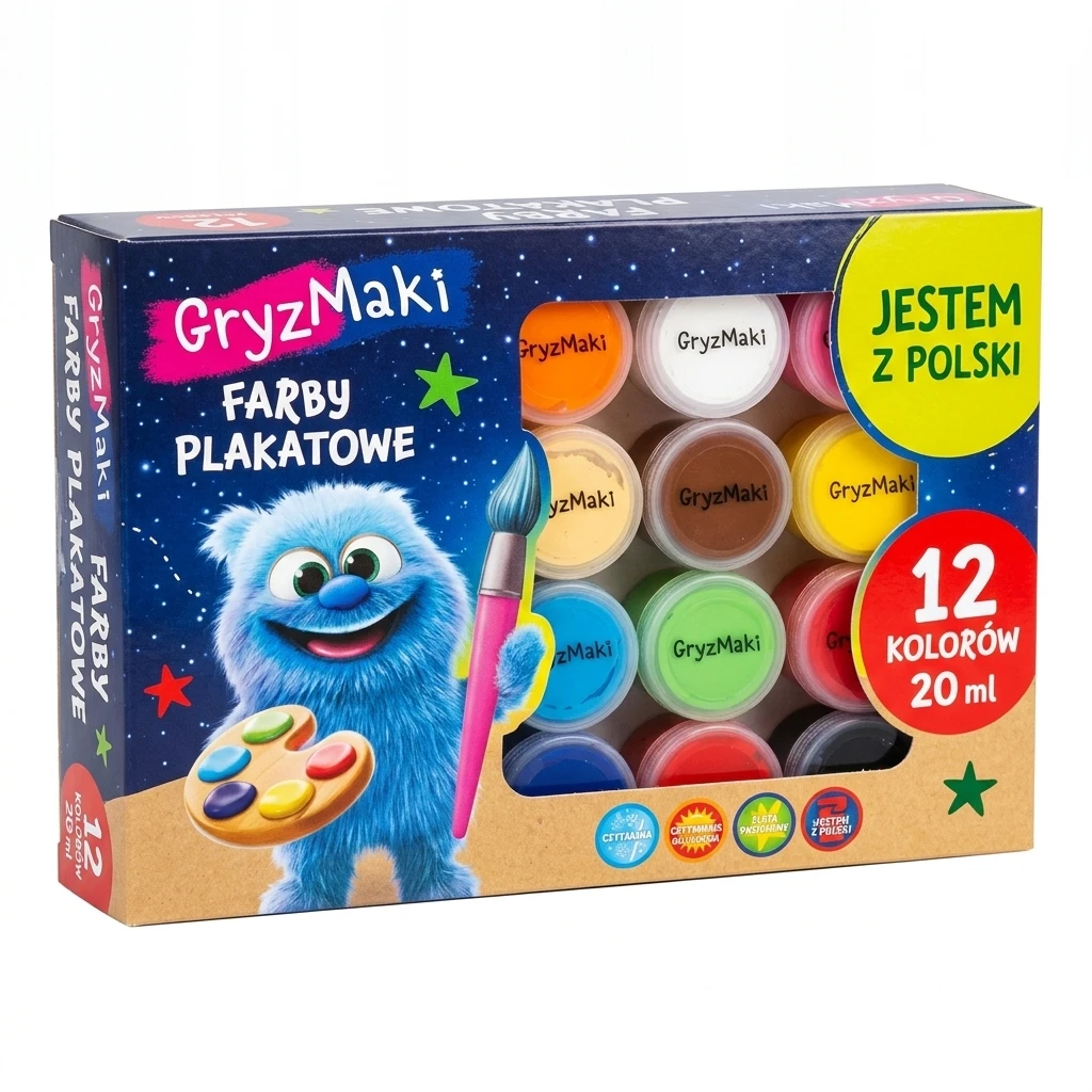 Farby plakatowe Gryzmaki 12x20ml mix SZ26