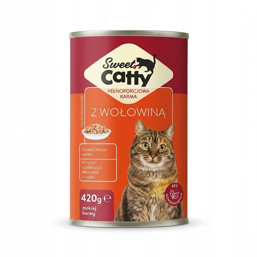 Karma dla kota mokra z wołowiną Sweet Catty 420g