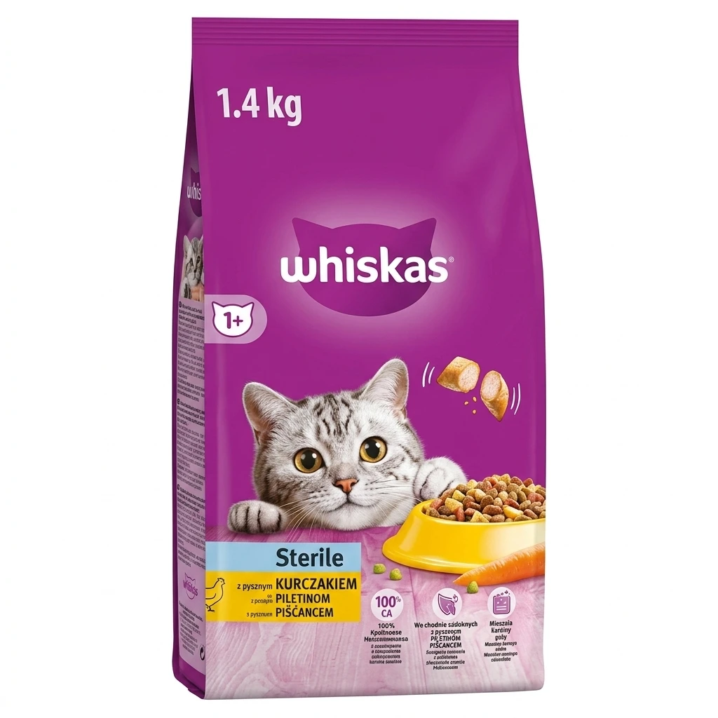 Karma dla kota sucha z kurcz Whiskas sterile 1,4kg