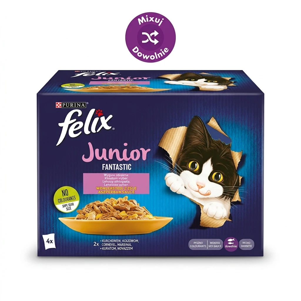 Karma dla kota mokra kurcz. łos Felix junior 4x85g