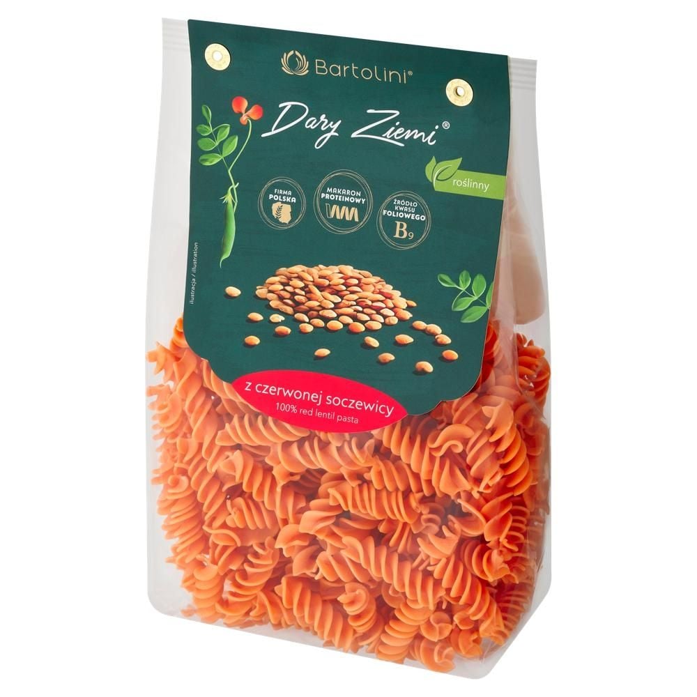 Bartolini Dary Ziemi Makaron z czerwonej soczewicy świderek nr 2 250 g