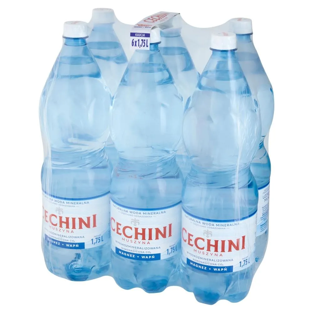 Cechini Muszyna Naturalna woda mineralna wysokozmineralizowana niskonasycona CO₂ 6 x 1,75 l