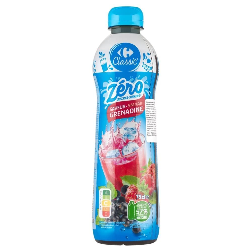 Carrefour Classic Skoncentrowany napój do rozcieńczania o smaku grenadyny 75 cl