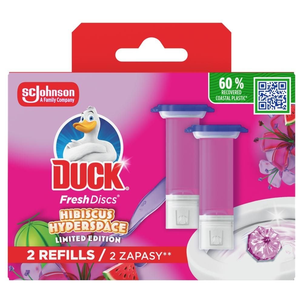 Duck Fresh Discs Hibiscus Hyperspace Żelowy krążek do toalety podwójny zapas 72 ml (2 x 36 ml)