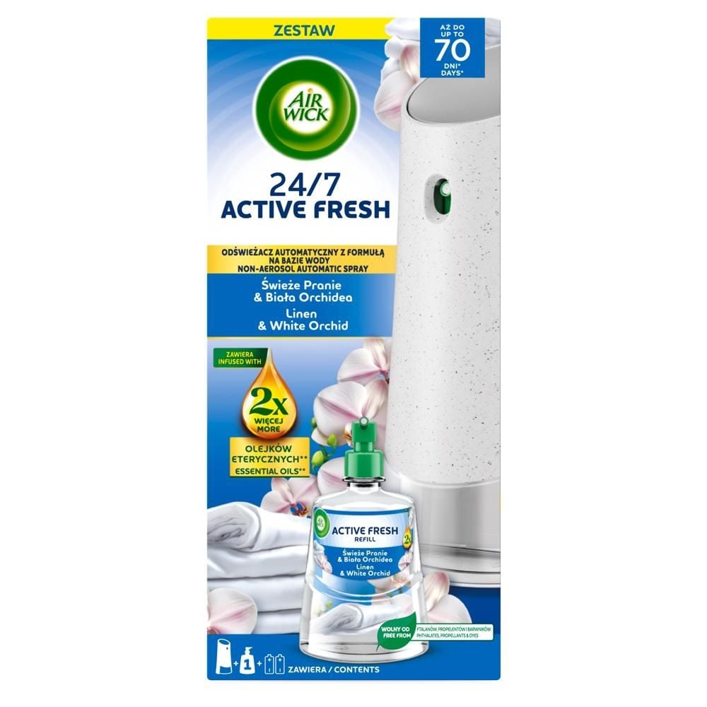 Air Wick Active Fresh Odświeżacz automatyczny i wkład świeże pranie & biała orchidea 228 ml