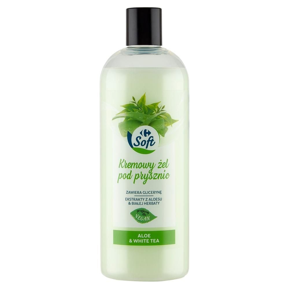 Carrefour Soft Kremowy żel pod prysznic ekstrakty z aloesu & białej herbaty 500 ml