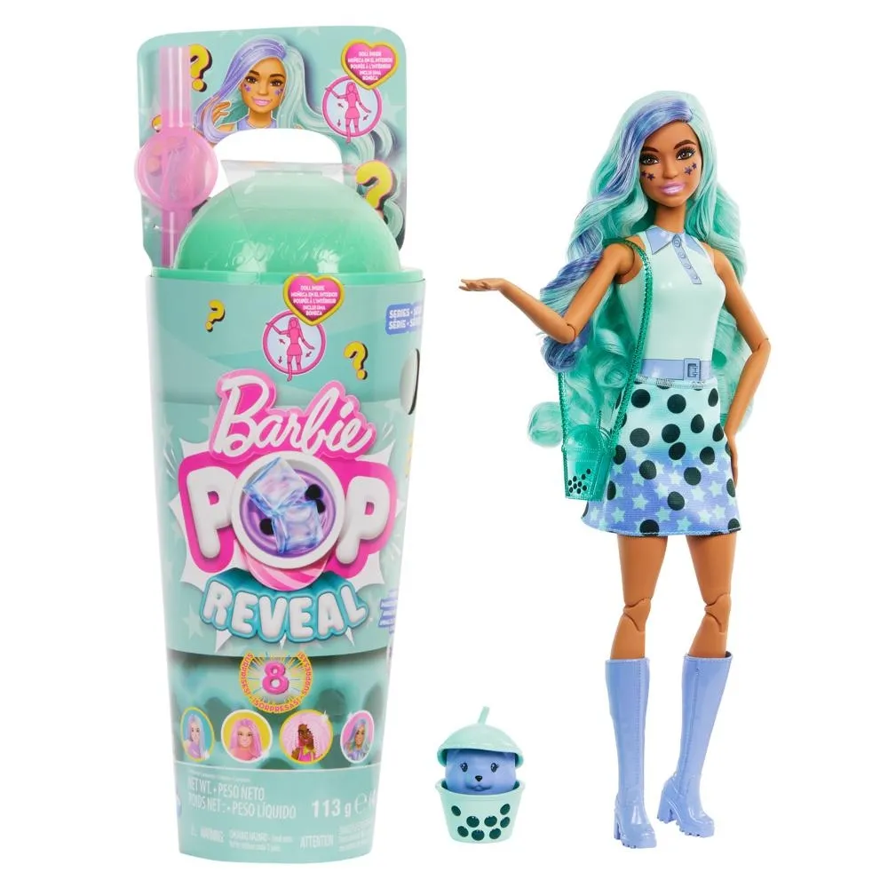 Barbie Pop Reveal Lalka Zielona herbata Bubble Tea Zestaw Zabawka 3+ HTJ21