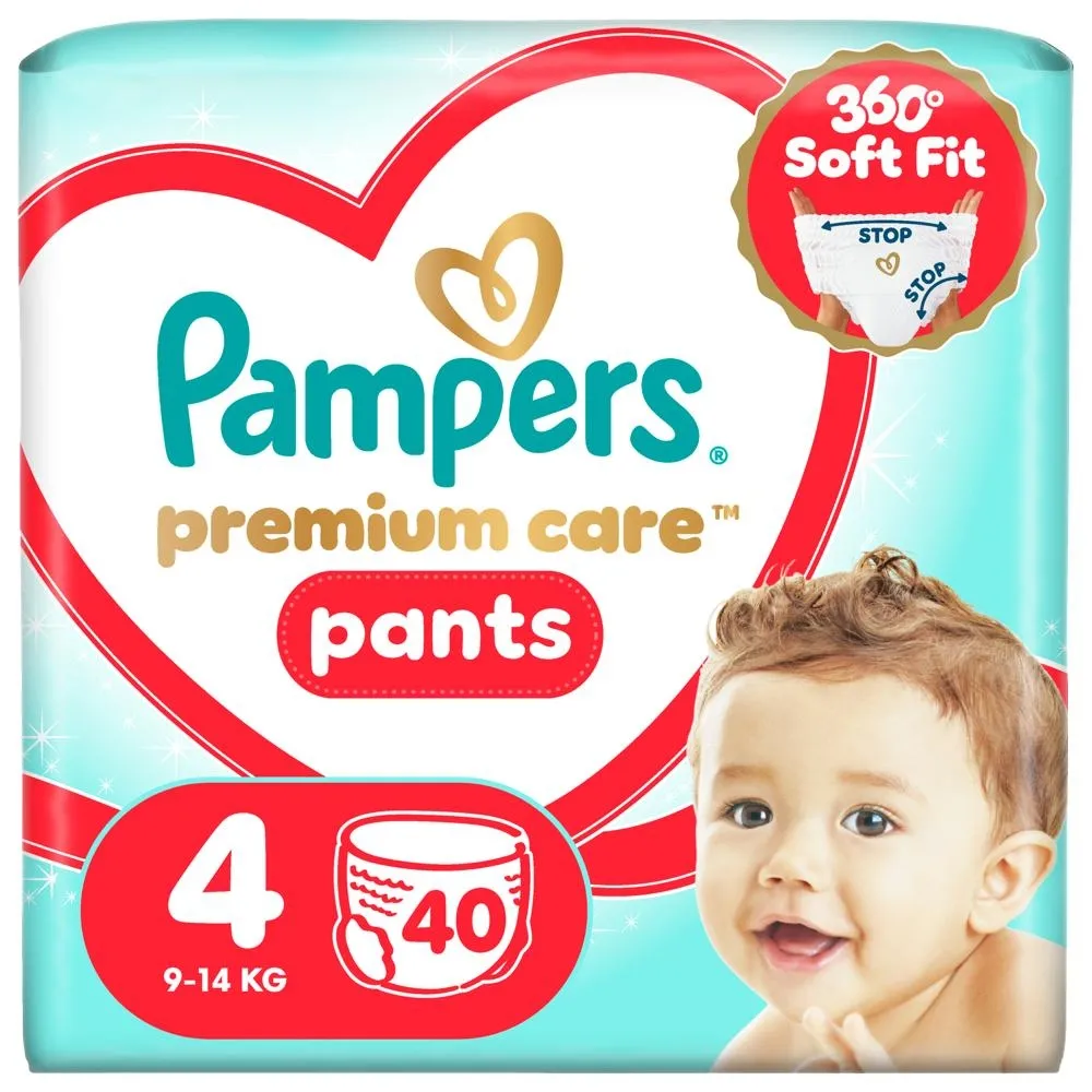 Pampers Premium Care Pieluchomajtki Rozmiar 4, 40 szt., 9kg-15kg