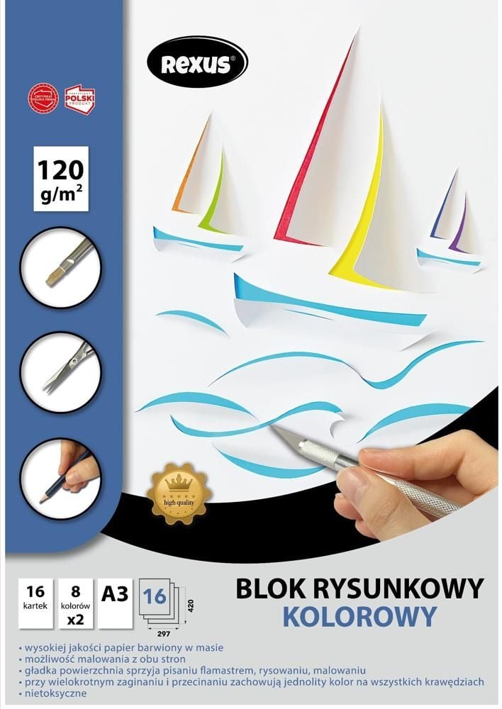 Blok Rysunkowy Kolorowy A3/16K. / Premium