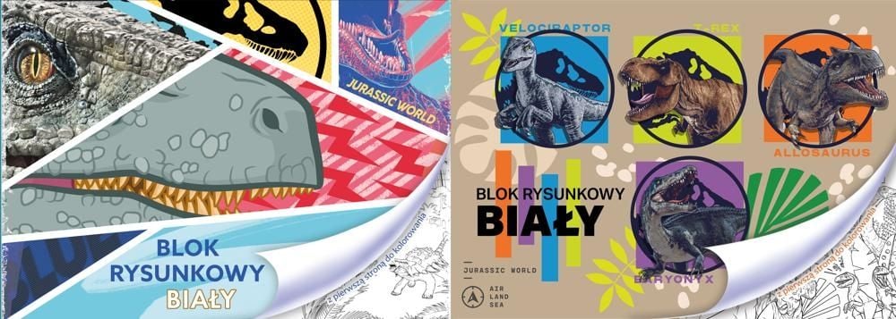 Blok Rysunkowy Biały A4/20K. Z Pierwszą Stroną Do Kolorowania / Jurassic Park