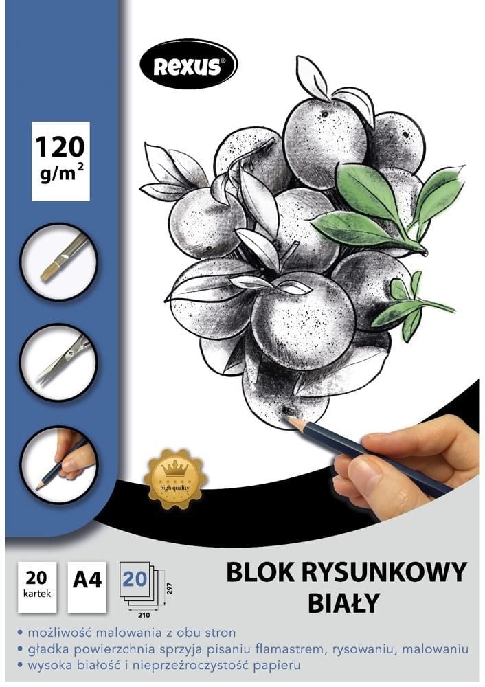 Blok Rysunkowy Biały A4/20K. / Premium