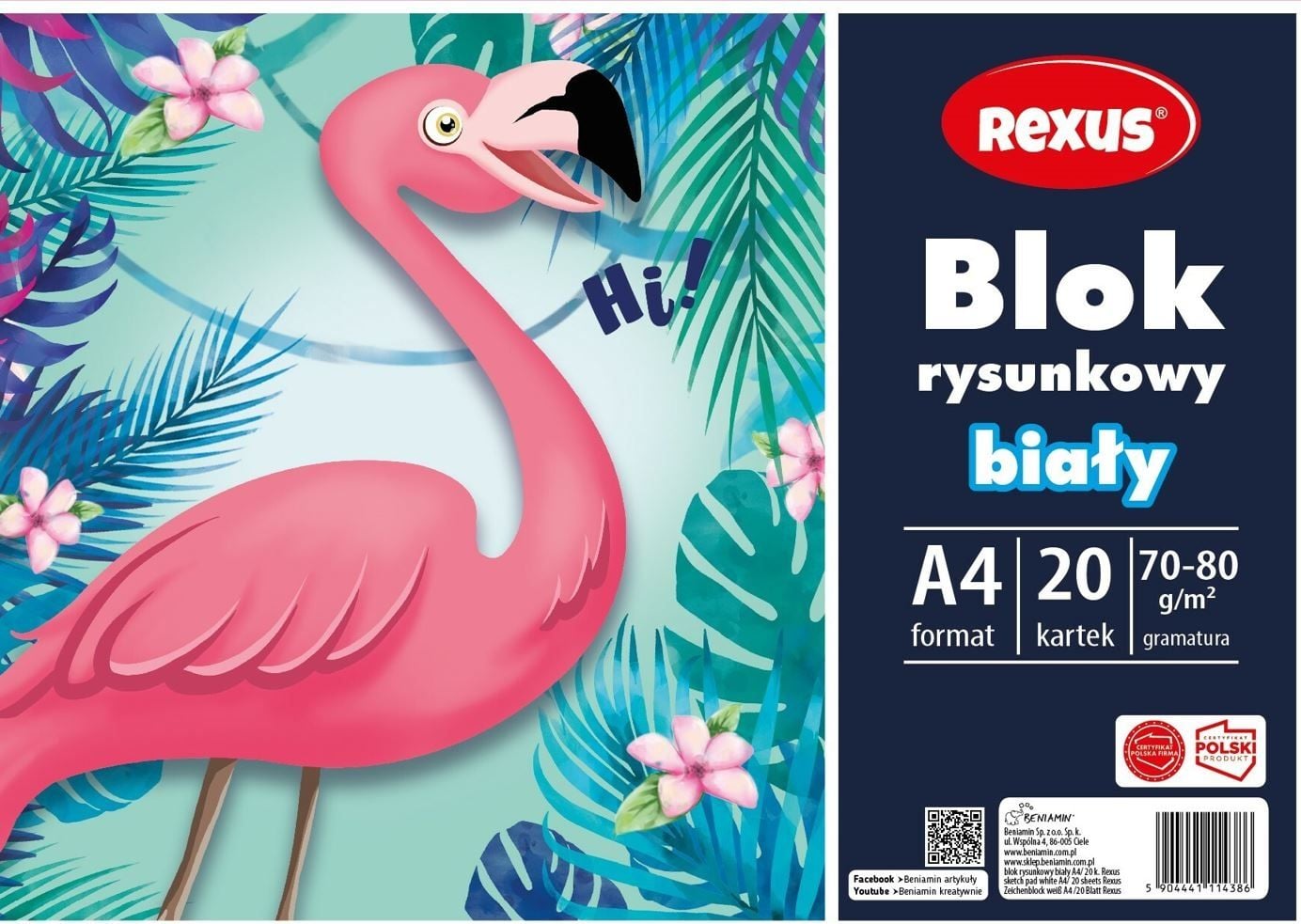 Beniamin Blok rysunkowy biały A4/20k