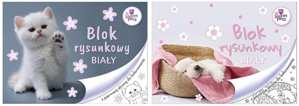 Blok Rysunkowy Biały A4/20K. Z Pierwszą Stroną Do Kolorowania / The Sweet Pets