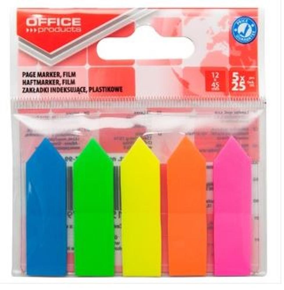 ZAKŁADKI INDEKSUJĄCE, STRZAŁKA, 5X25 KART., ZAWIESZKA, 4 KOLORY FLUO