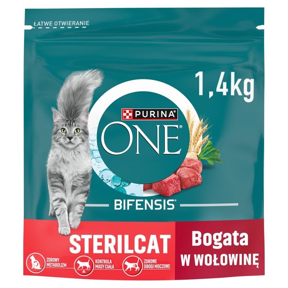 PURINA ONE Bifensis Sterilcat Karma dla dorosłych kotów bogata w wołowinę 1,4 kg