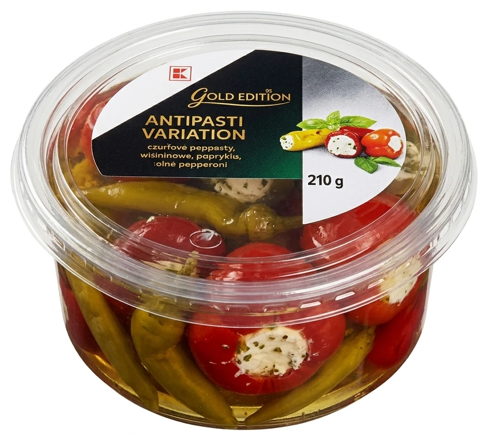 Miks Antipasti czerwone papryki, papryki wiśniowe, zielone pepperoni