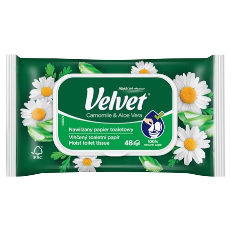 Velvet Camomile & Aloe Vera Nawilżany papier toaletowy 48 sztuk