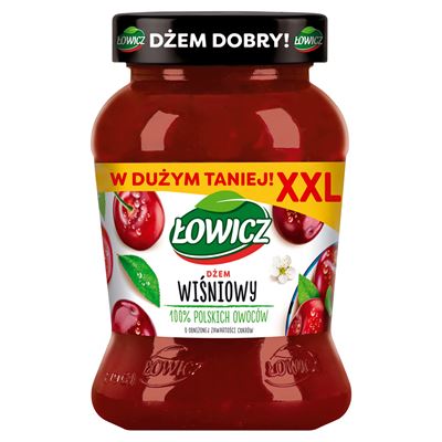 ŁOWICZ Dżem wiśniowy o obniżonej zawartości cukrów 450g
