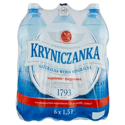 KRYNICZANKA Naturalna woda mineralna gazowana 1,5 l 6 sztuk [kaucja]