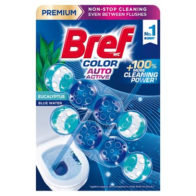 Bref WC Color Auto Active Eucalyptus Zawieszka myjąco-zapachowa do WC 2 x 50 g