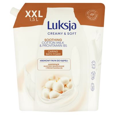 Luksja Creamy & Soft Kremowy płyn do kąpieli łagodzące mleczko bawełniane 1,5 l