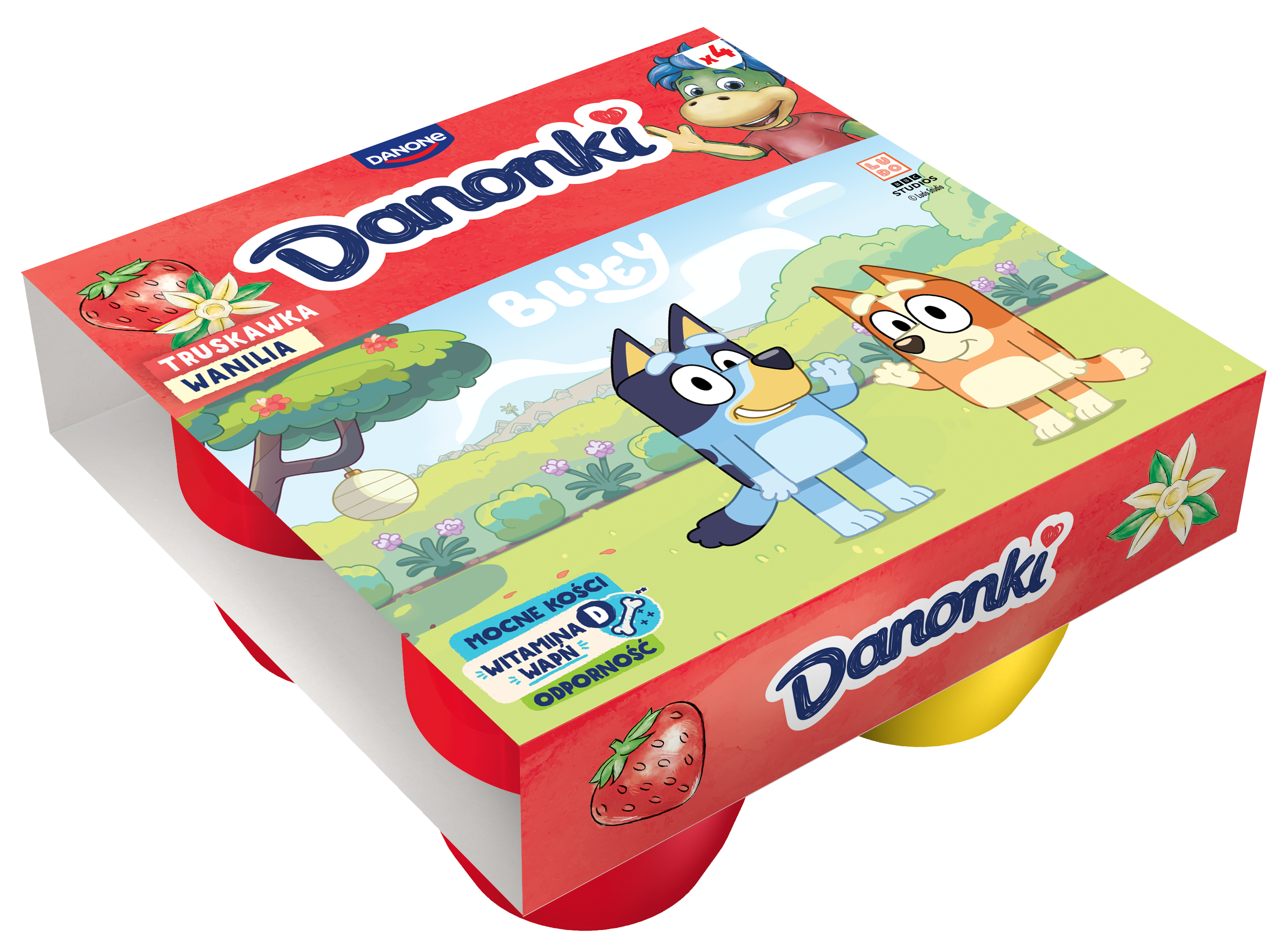 Danone Danonki Mega Truskawka - Wanilia 4 X 90 G