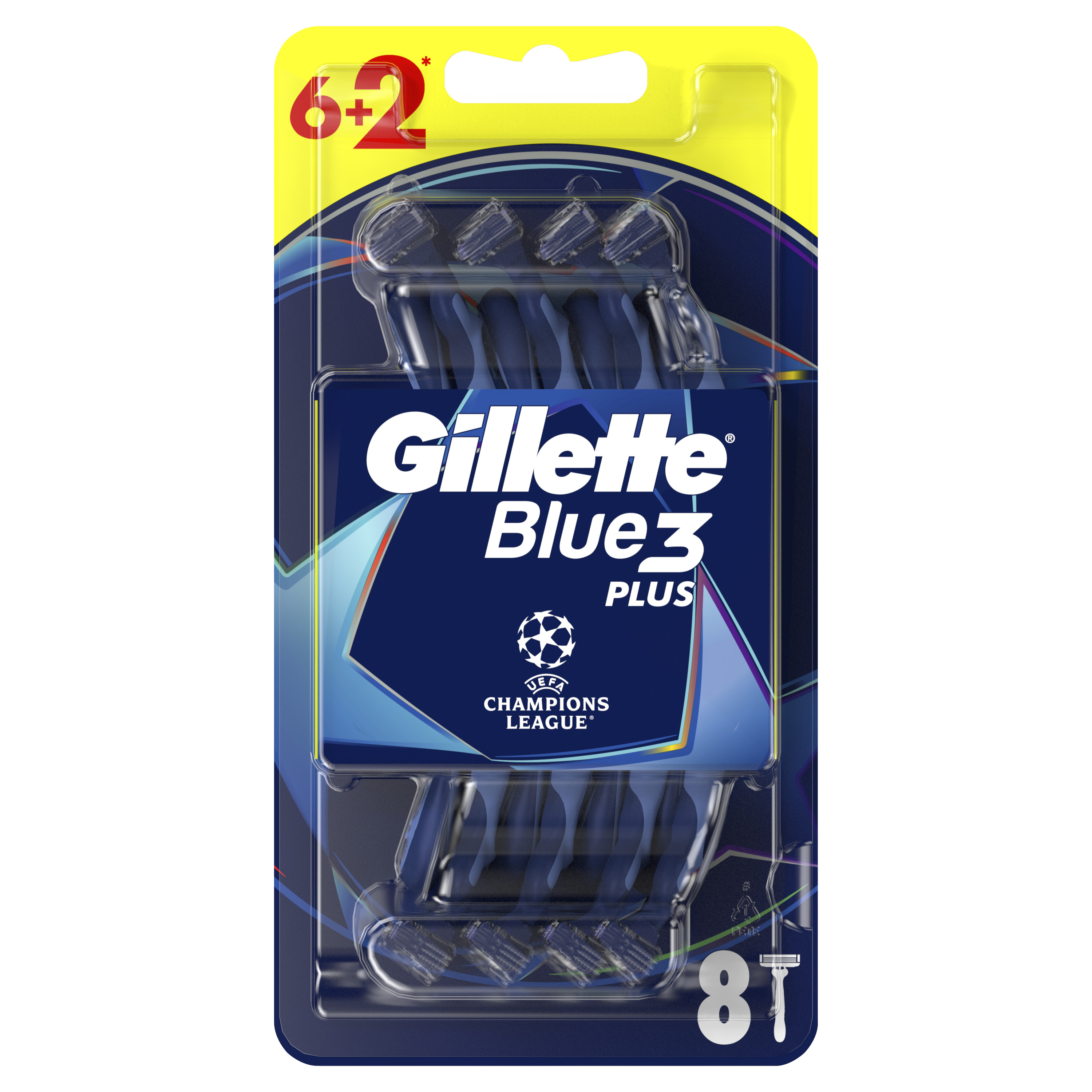 Gillette Blue3 Plus Sport, Maszynki Jednorazowe Dla Mężczyzn, 6+2 Sztuk