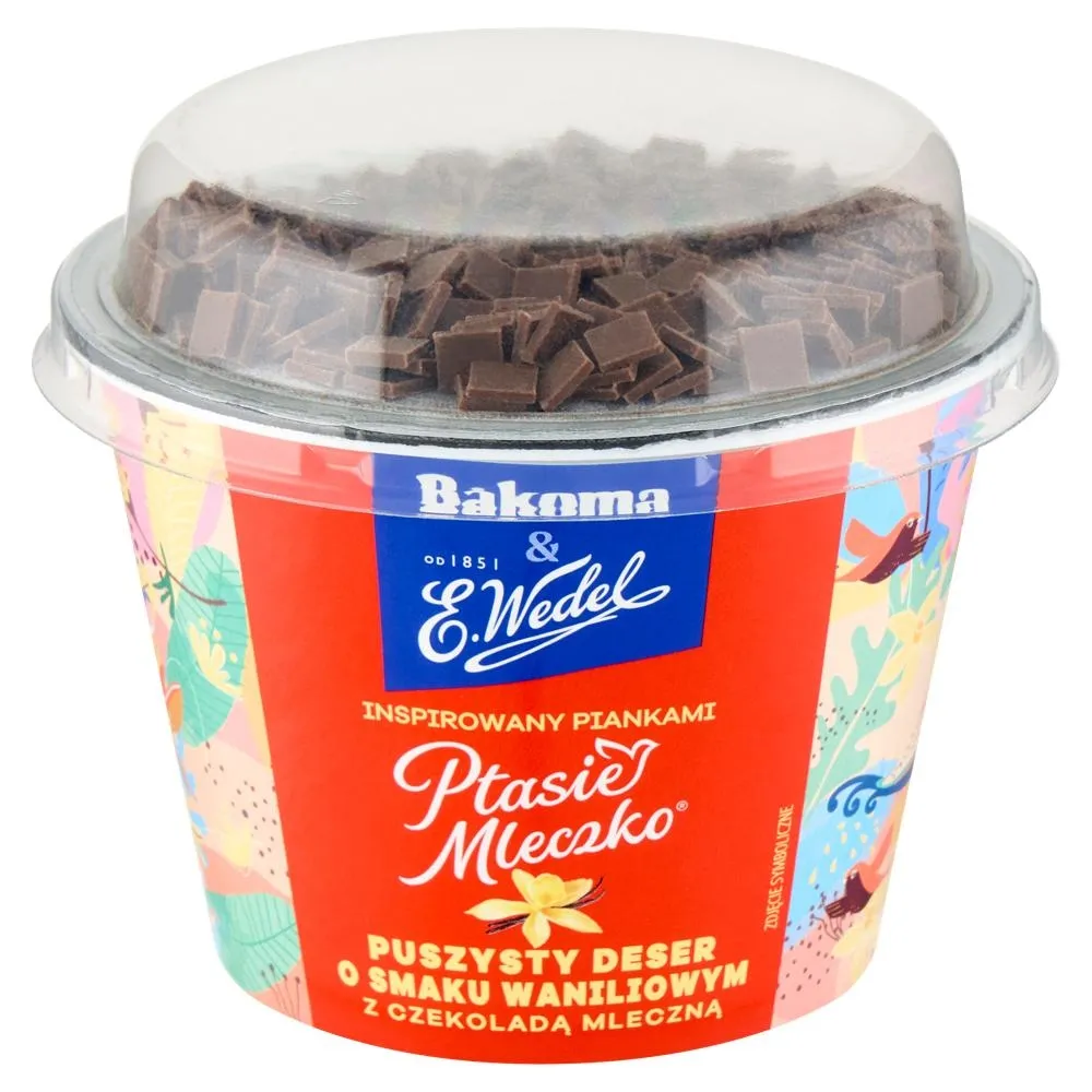 Bakoma & E. Wedel Puszysty deser o smaku waniliowym z czekoladą mleczną 105 g
