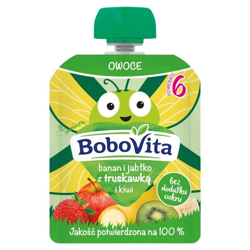 Banan i jabłko z truskawką i kiwi po 6 miesiącu BoboVita 80 g